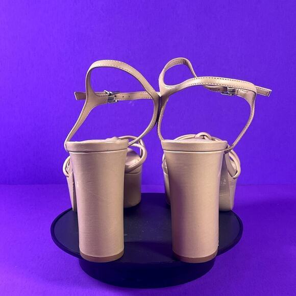 SCHUTZ Kelsie‎ True Beige Leather Platform Sandals Women's Shoe Size 9.5-NEW - Picture 4 of 8